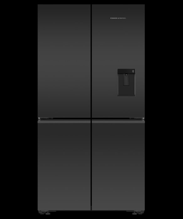 Fisher & Paykel 538L Series 7 Quad Door Refrigerator, Ice & Water, Black Glass, Model Number: RF605QZUVB1 - RRP $3,999