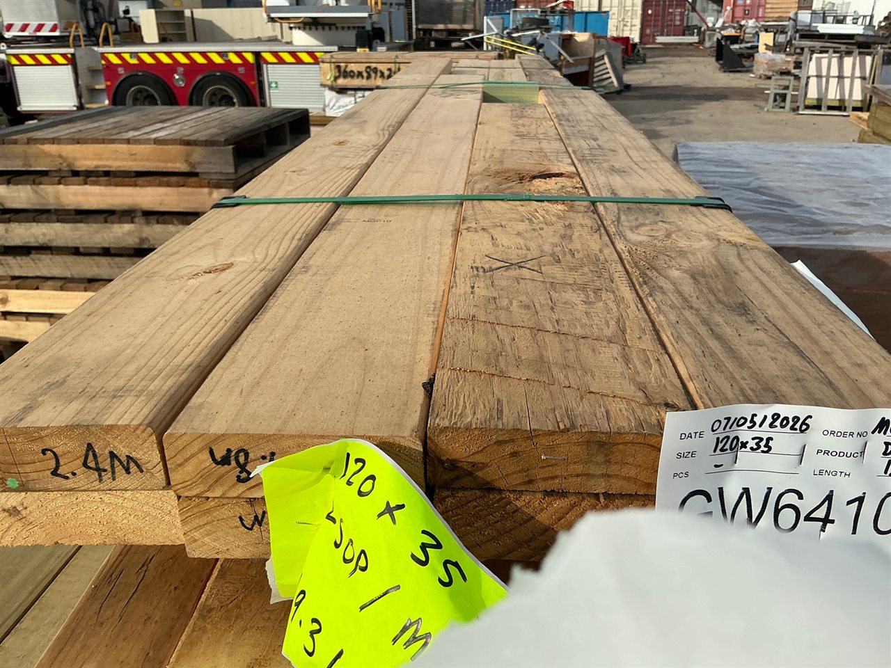 120 x 35, H3 LOSP Treated Pine, MGP10, Mixed lengths, 19.3 Lin Metres Total Pk GW641067