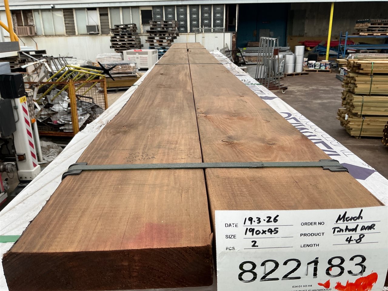 190 x 45, Tan-E Tint Treated Pine, DAR, Wet Area Treated, 2 pcs @ 4.8 M, 9.6 Lin Metres Total Pk 822183