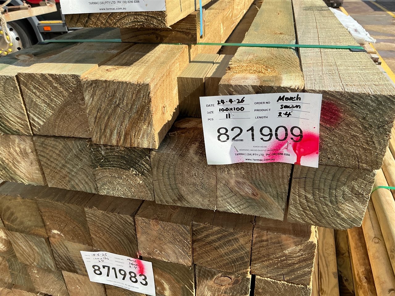 100 x 100, CCA Treated Pine, Sawn, 11 pcs @ 2.4 M, 26.4 Lin Metres Total Pk 821909