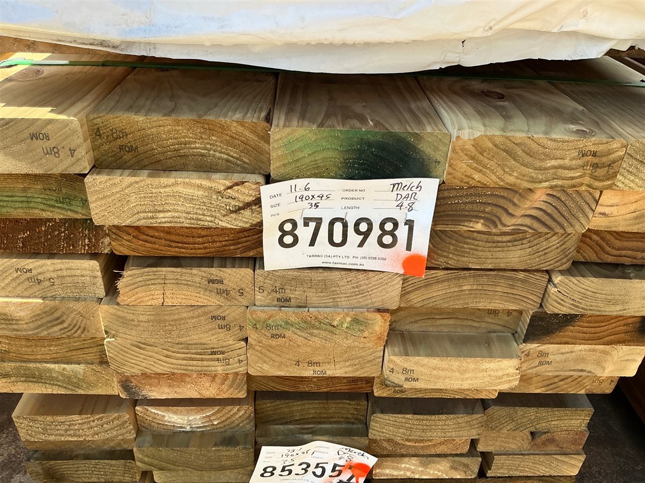 140 x 45, CCA Treated Pine, Merch, 35 pcs @ 4.8 M, 168 Lin Metres Total Pk 870981