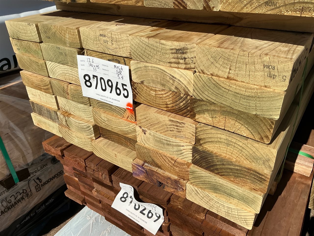 140 x 45, CCA Treated Pine, Merch, 35 pcs @ 5.4 M, 189 Lin Metres Total Pk 870965