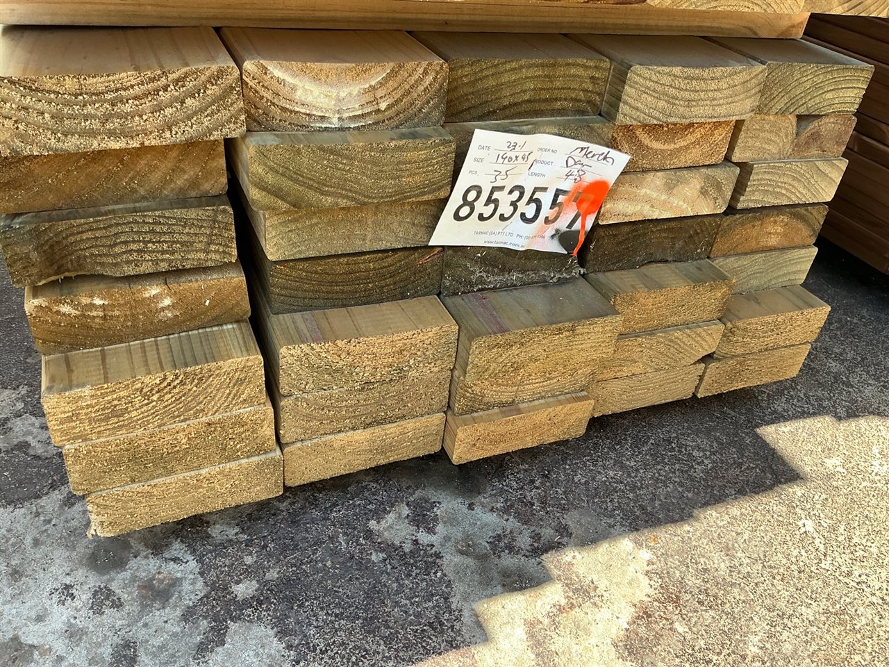 140 x 45, CCA Treated Pine, Merch, 35 pcs @ 4.8 M, 168 Lin Metres Total Pk 853557