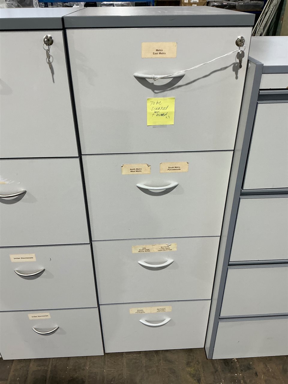 Filing Cabinet - 4 Drawer -Grey Melamine-460 x 560 x 1400 mm H