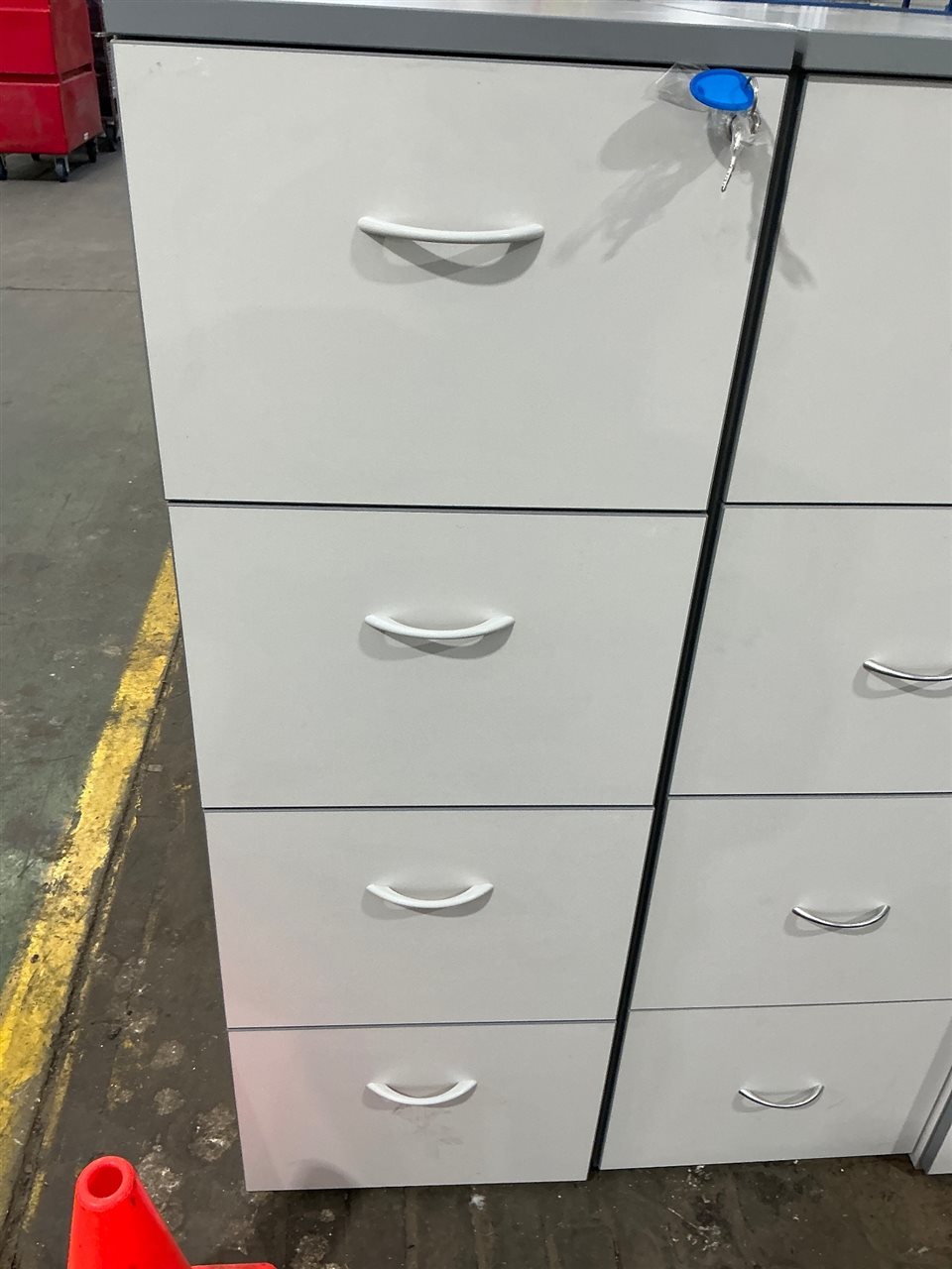 Filing Cabinet - 4 Drawer -Grey Melamine-460 x 560 x 1400 mm H