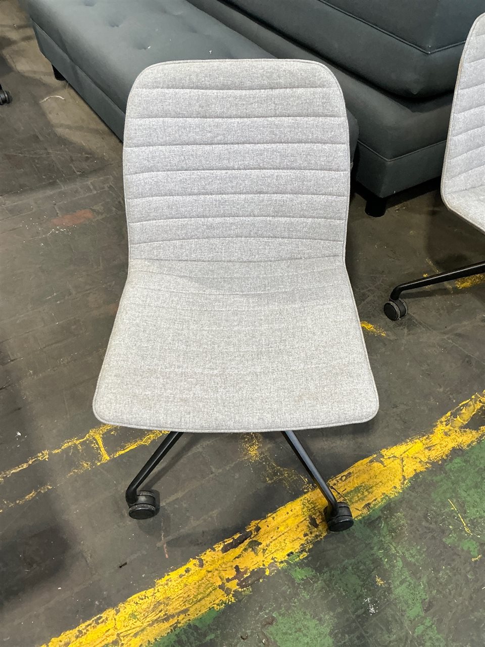 Swivel Office Chair On Four Wheels, Non Adjustable, Swivel, Grey Fabric, Sold Per Each