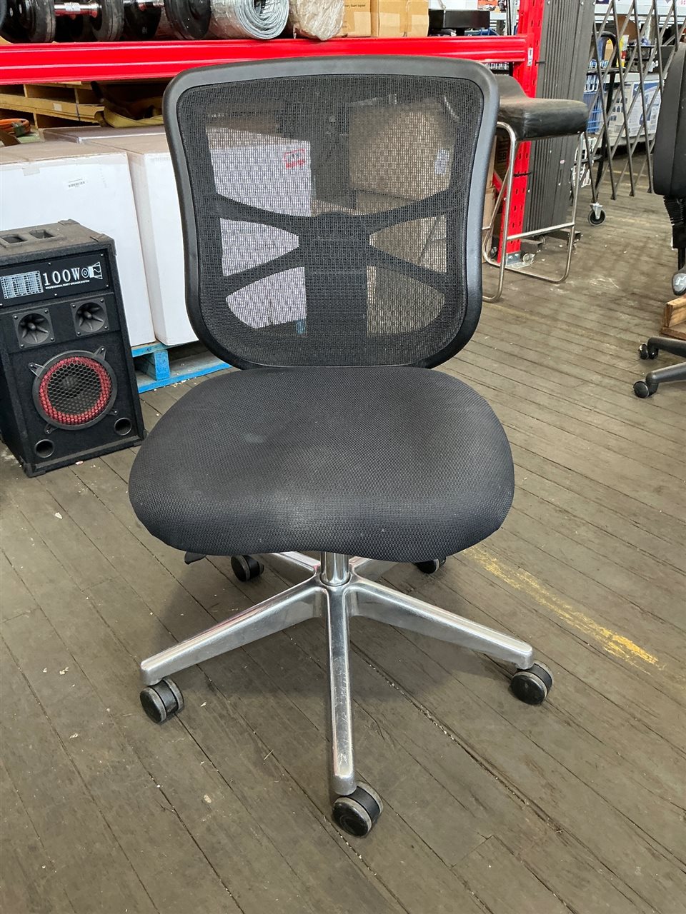 Office Chair with Adjustable Back & Seat, Black Fabric with Mesh Back- Sold Each