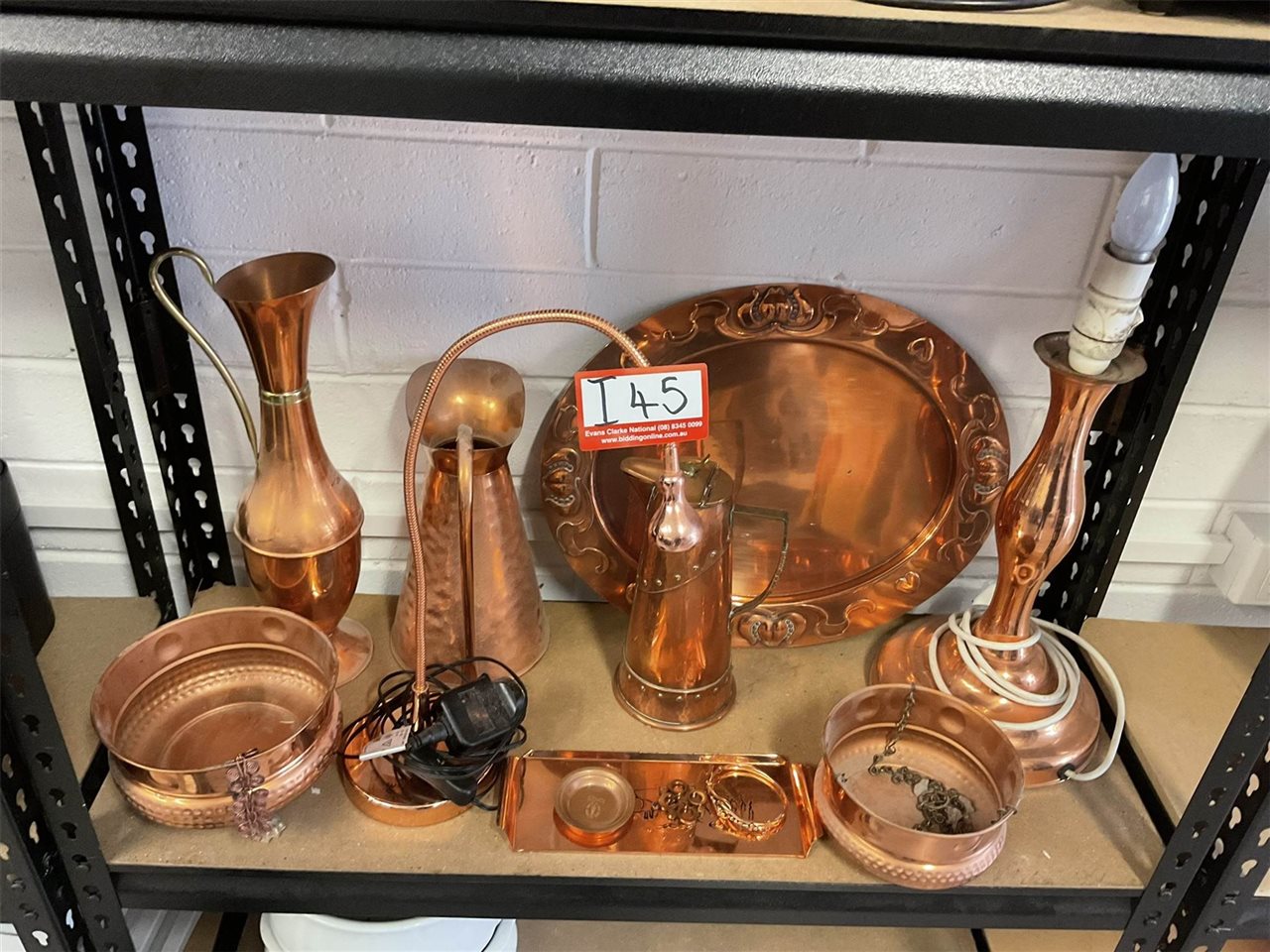 Copperware Jugs, Tray, Bowls, Lamps Vase, Untested, "Sold As Is"