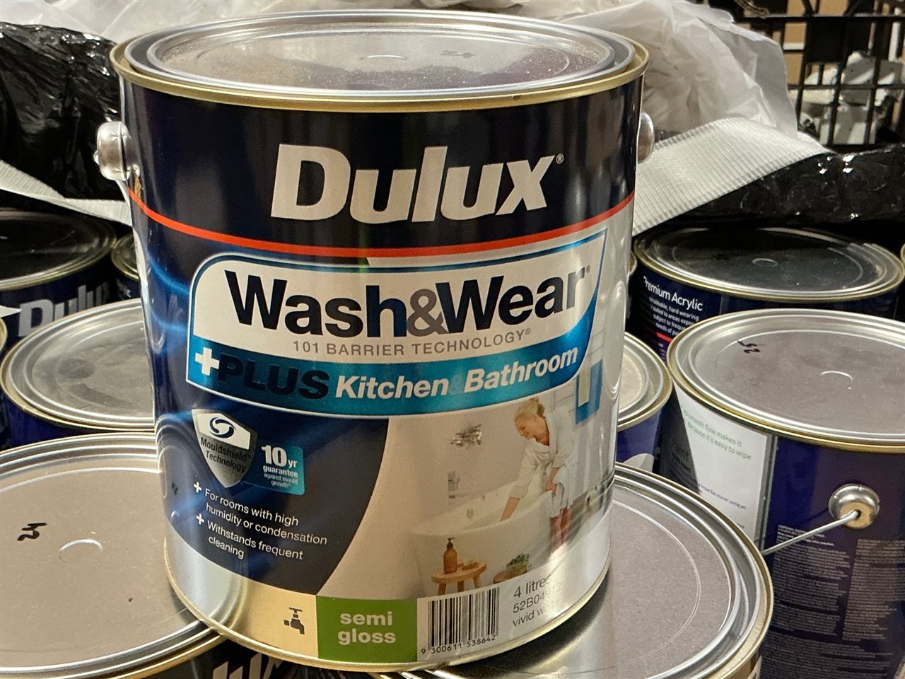 Dulux Wash & Wear A Kitchen / Bathroom - Semi Gloss Vivid  White - 4 Litre