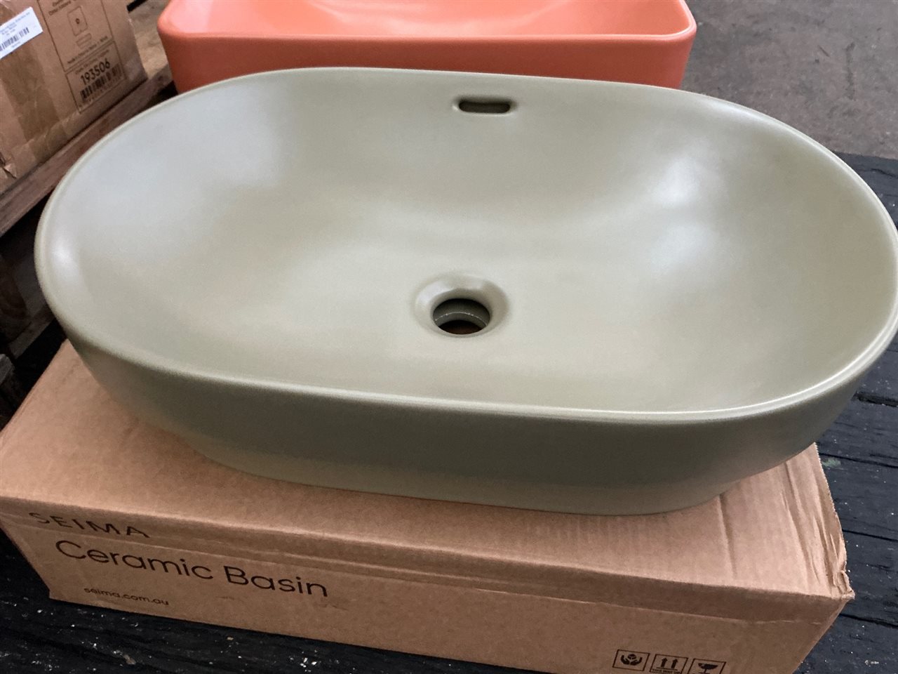 Seima OBELLO 600 Basin Inset, Rnd Rect, of, Olive , RRP $450