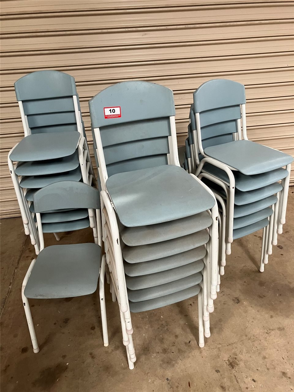 29 x Blue Steel & Plastic Student Chairs - Collection From Kadina