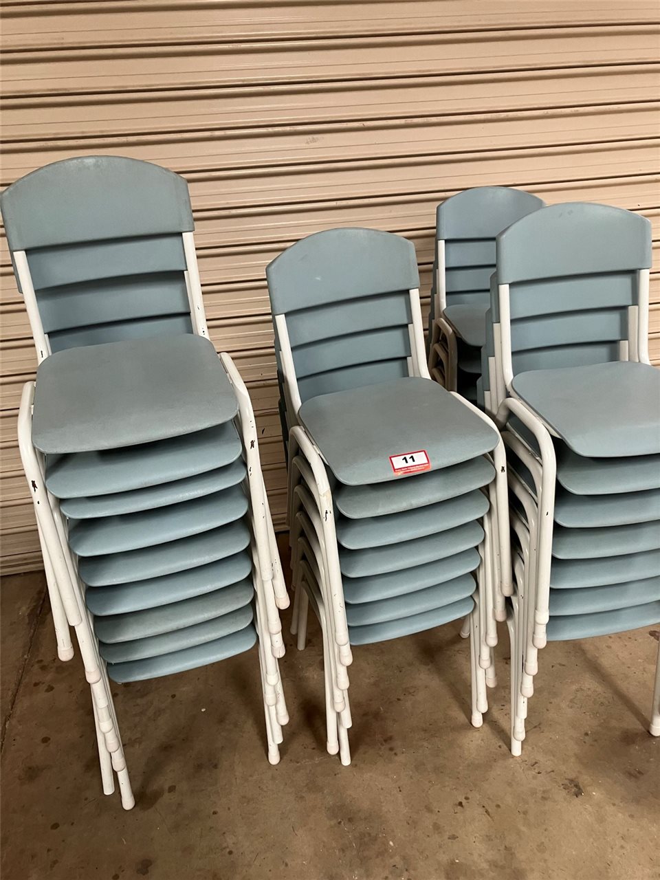 29 x Blue Steel & Plastic Student Chairs - Collection From Kadina