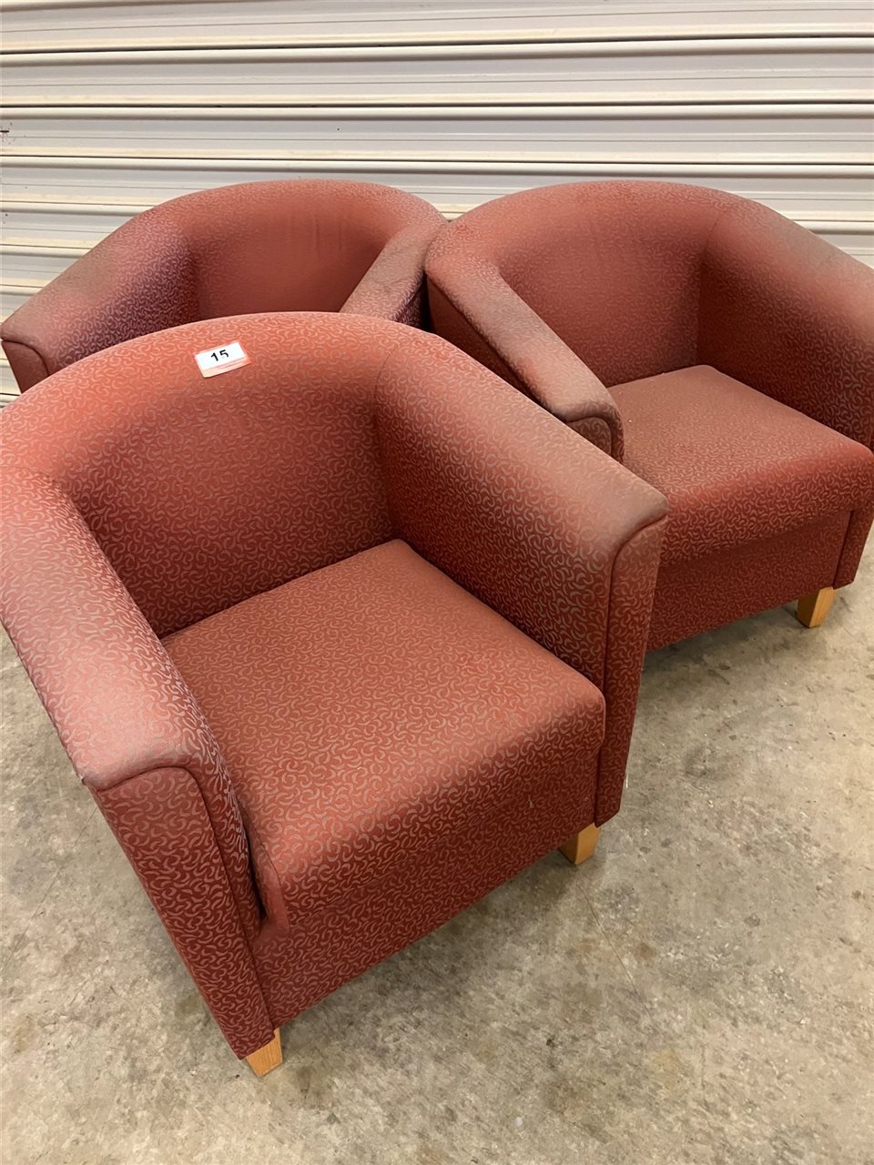 3 x Red Lounge Chairs - Collection From Kadina