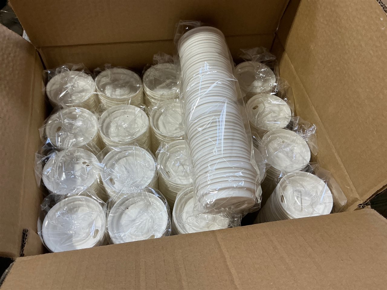 Coffee Cup Bagasse Lids -62 mm - Suit 4 Oz.  - Carton of 20 Packs of 50 Pcs