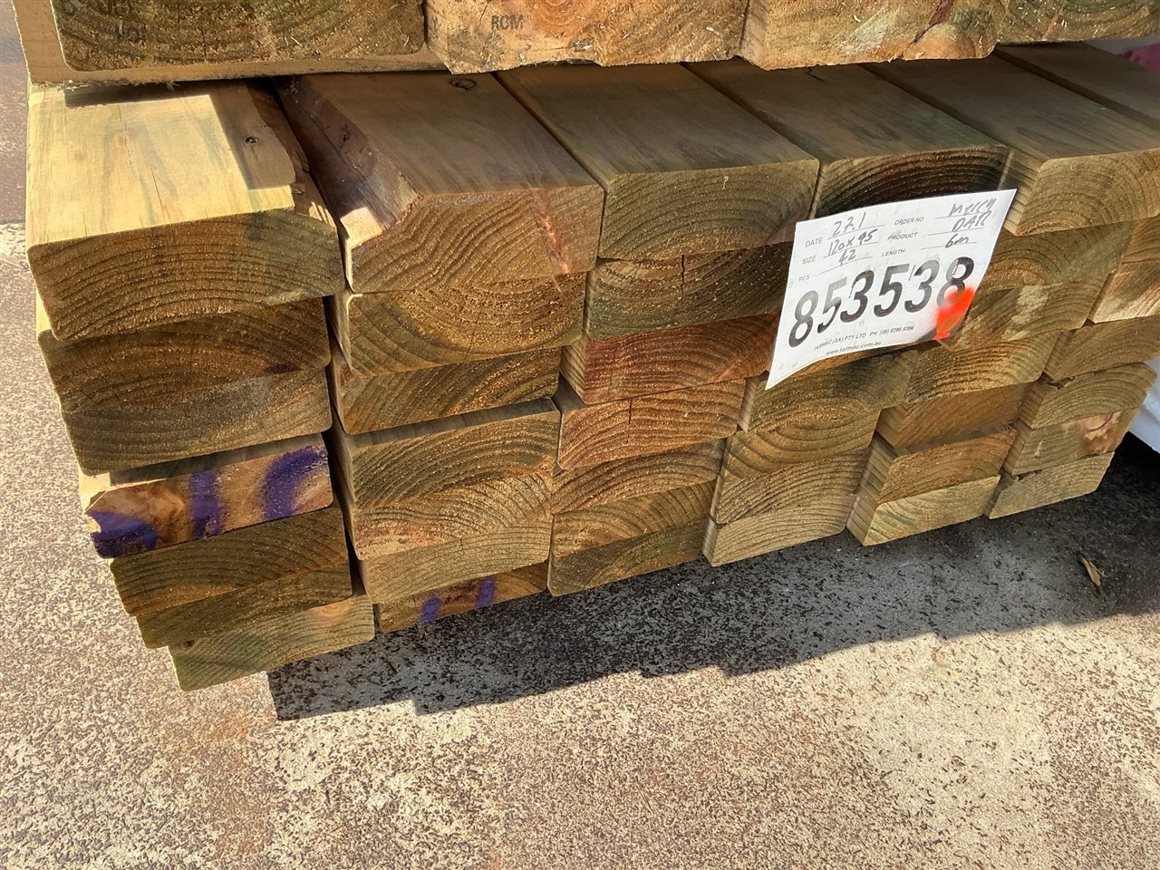 120 x 45, CCA Treated Pine, Merch, 42 pcs @ 6.0 M, 252 Lin Metres Total Pk 853538