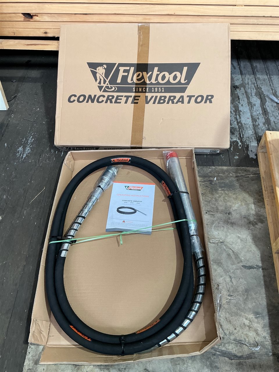 Flextool Flexshaft Concrete Vibrator 60mm x 6m Rubber Tip