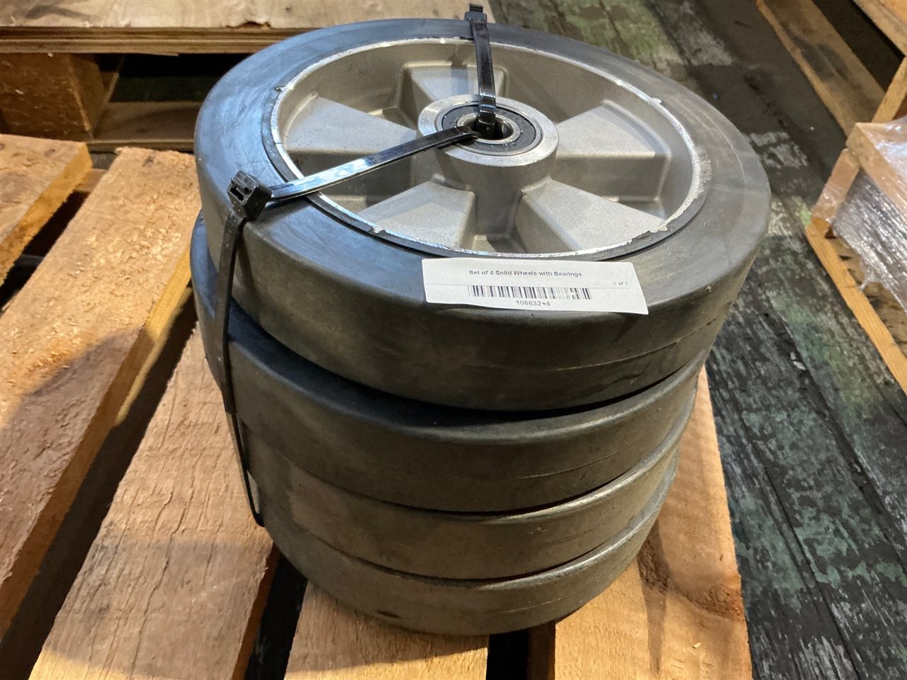 Set of 4 Solid Wheels with Bearings-250 mm