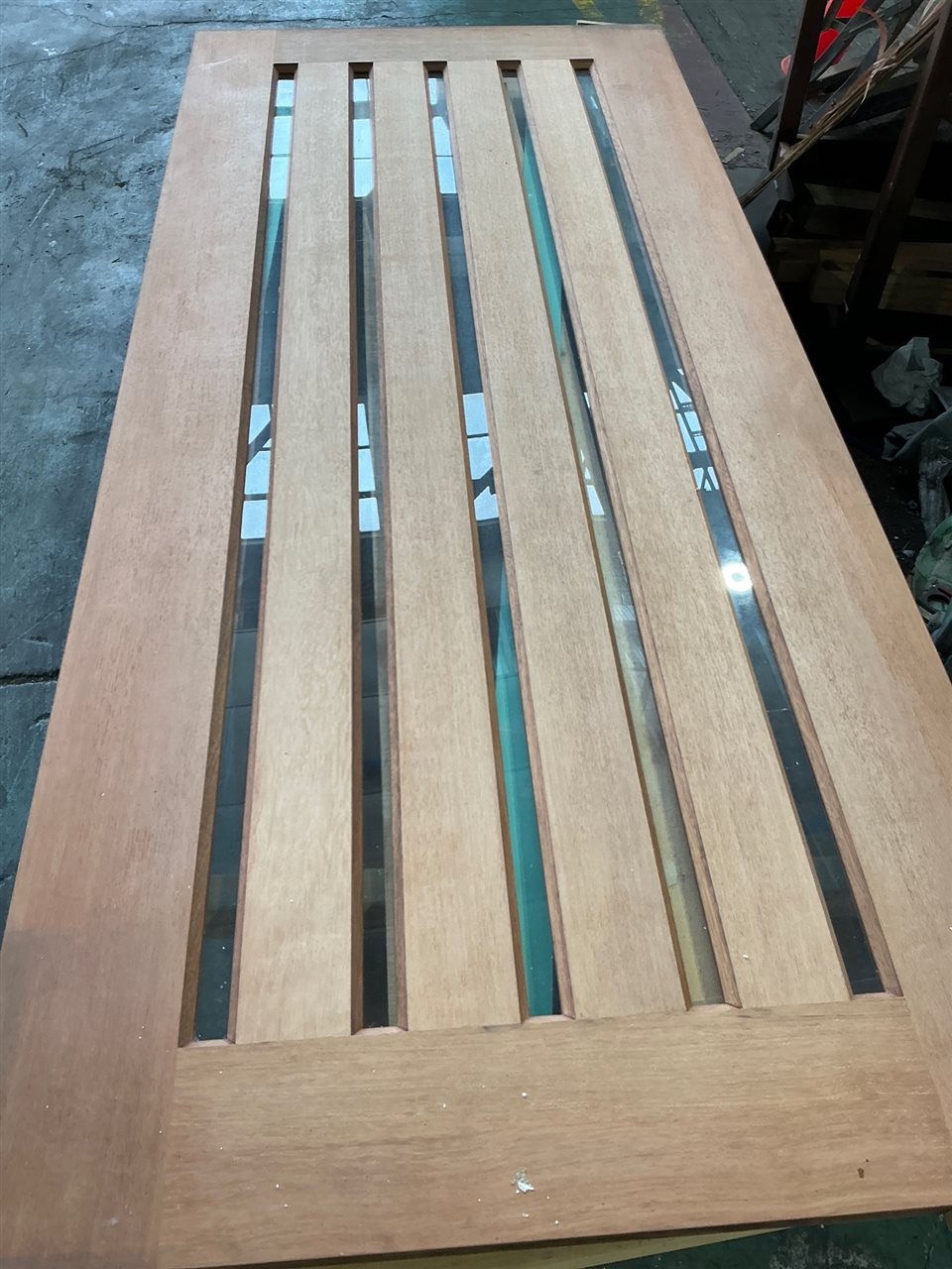 Solid Timber Entrance  Door-  with Glazed Vertical Strips - 2340 x 1120 x 40 mm
