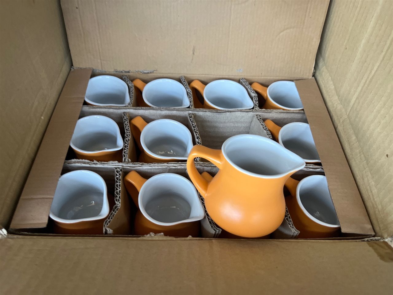 Crockery - 125 Milk Jug Matt Orange- Carton of 8 Dozen
