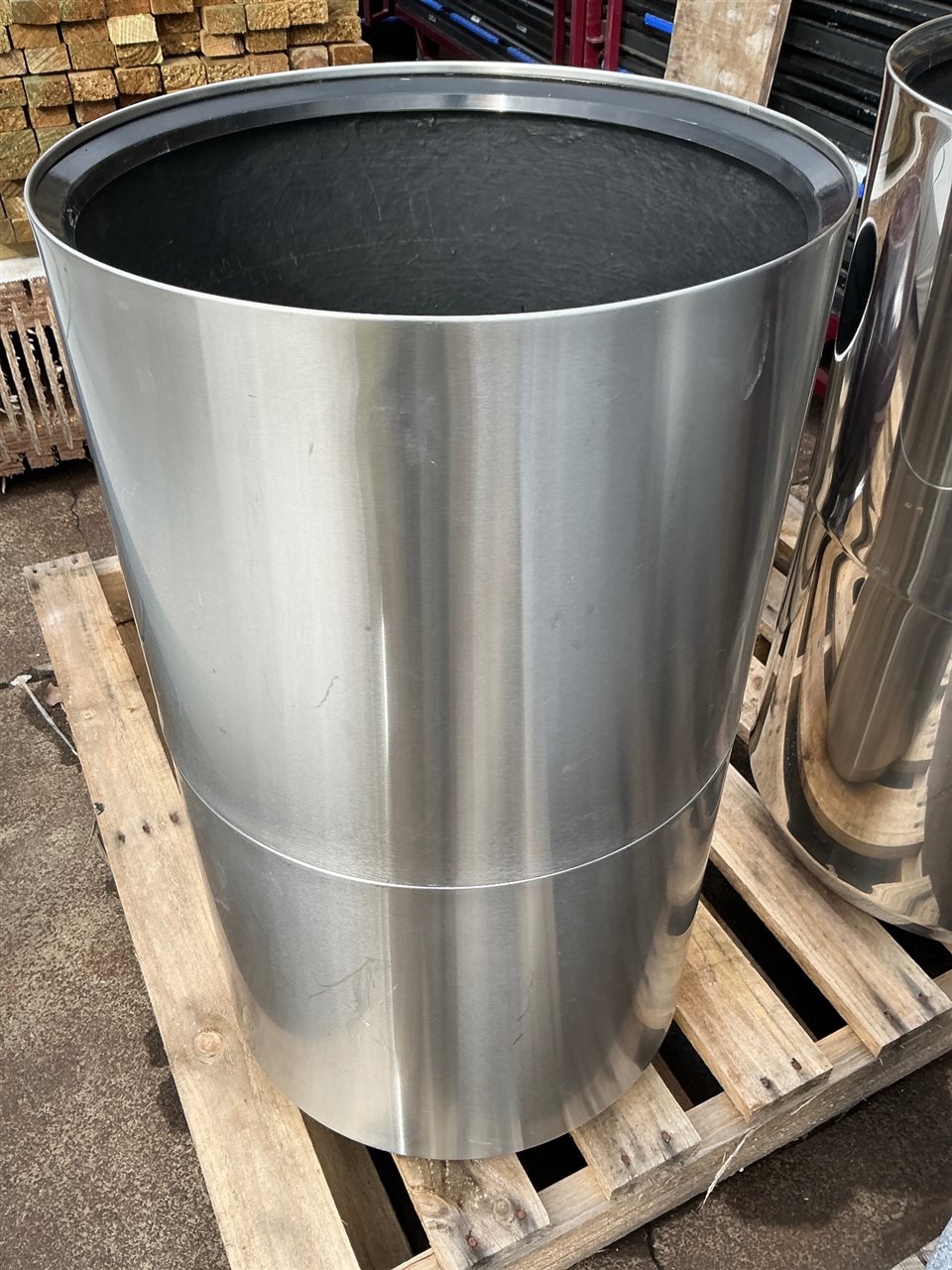 Pot Planters - brushedStainless Steel -  Quantity of 2 - 450 mm Dia x 370 mm H