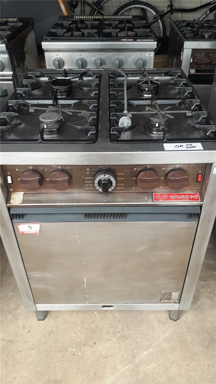 Stainless Steel Gas Oven - 4 Burner  Angelo Po 51TC ( Collect From Port Lincoln Campus)