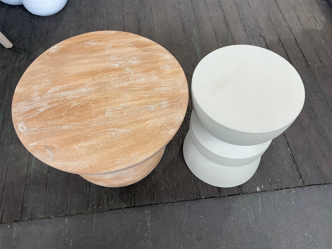 Cream Metal Stool & Timber Look Stool