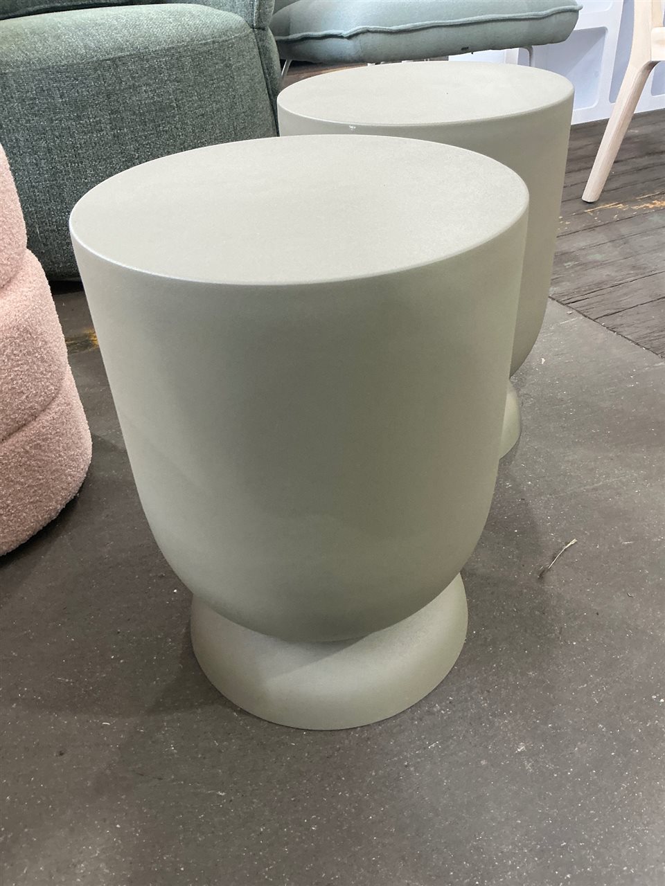 Green Metal Side Tables, Quantity of 2, Plus Lamp Metal. Shade