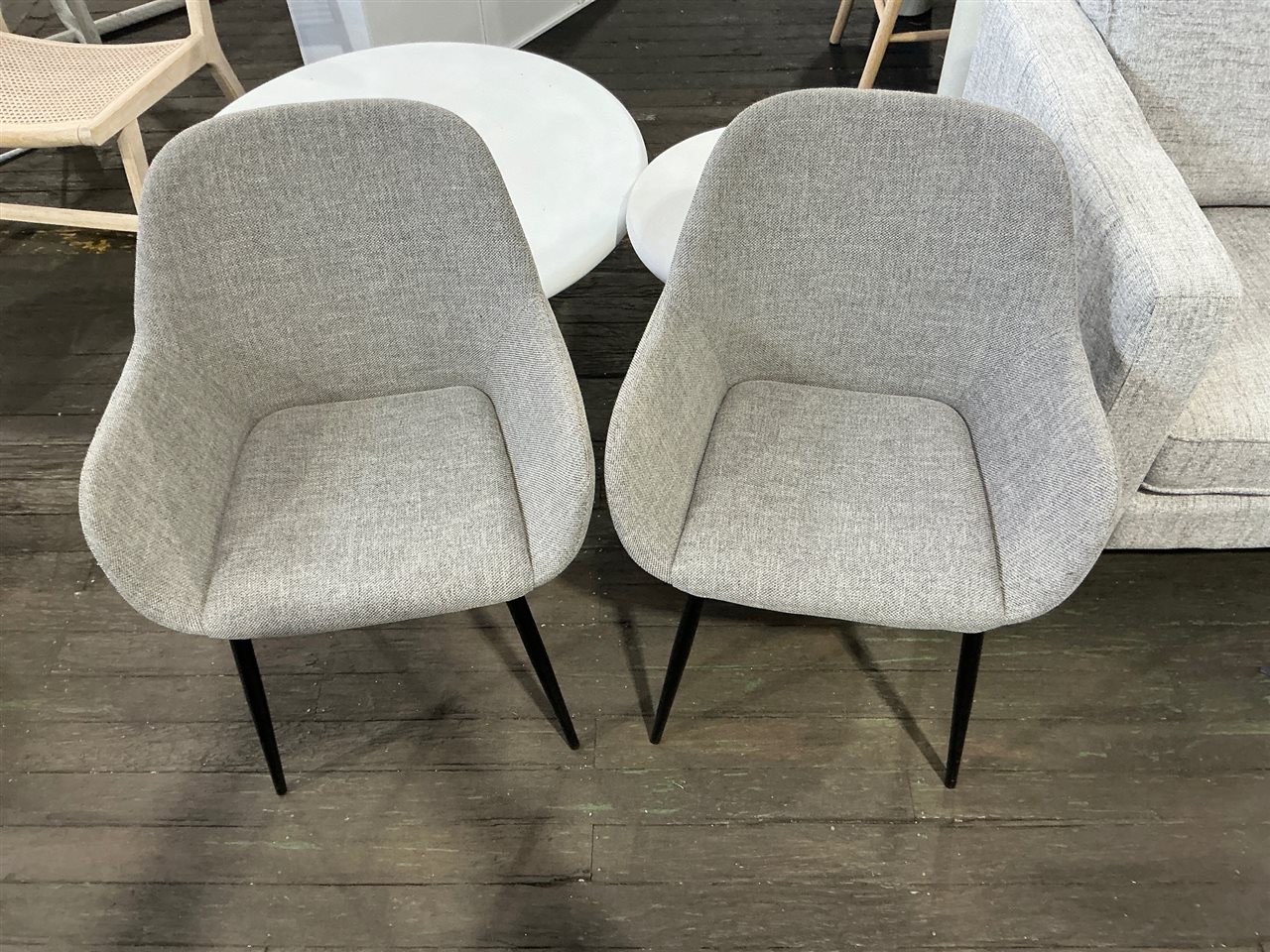 Chairs, Black/ Cream Fabric, Metal Legs, Quantity of 2