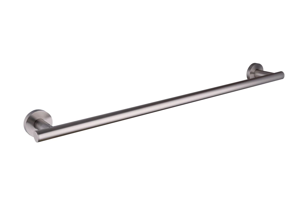 Brushed Nickel 60cm Single Towel Rail Brass & Stainless Steel Construction