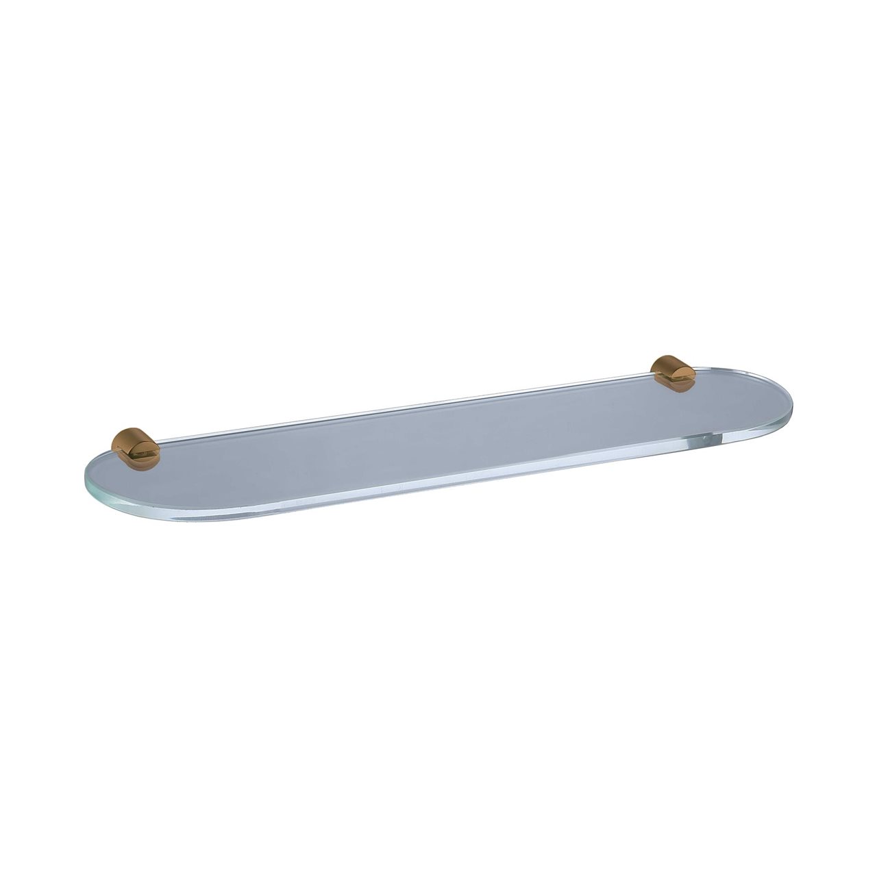 Brushed Rose Gold Glass Shelf Brass Construction 500mm x 120mm