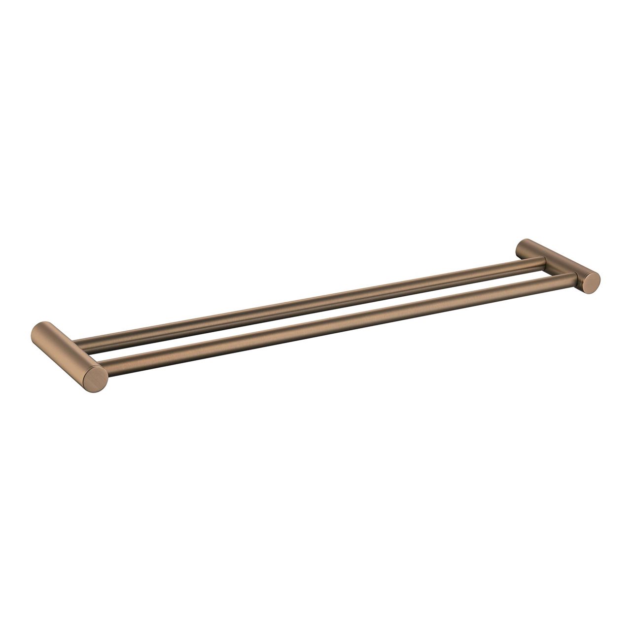 Brushed Rose Gold 60cm Double Towel Rail Brass Construction