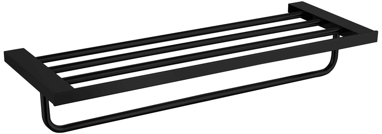Matte Black Triple Towel Rail Rack Brass Construction