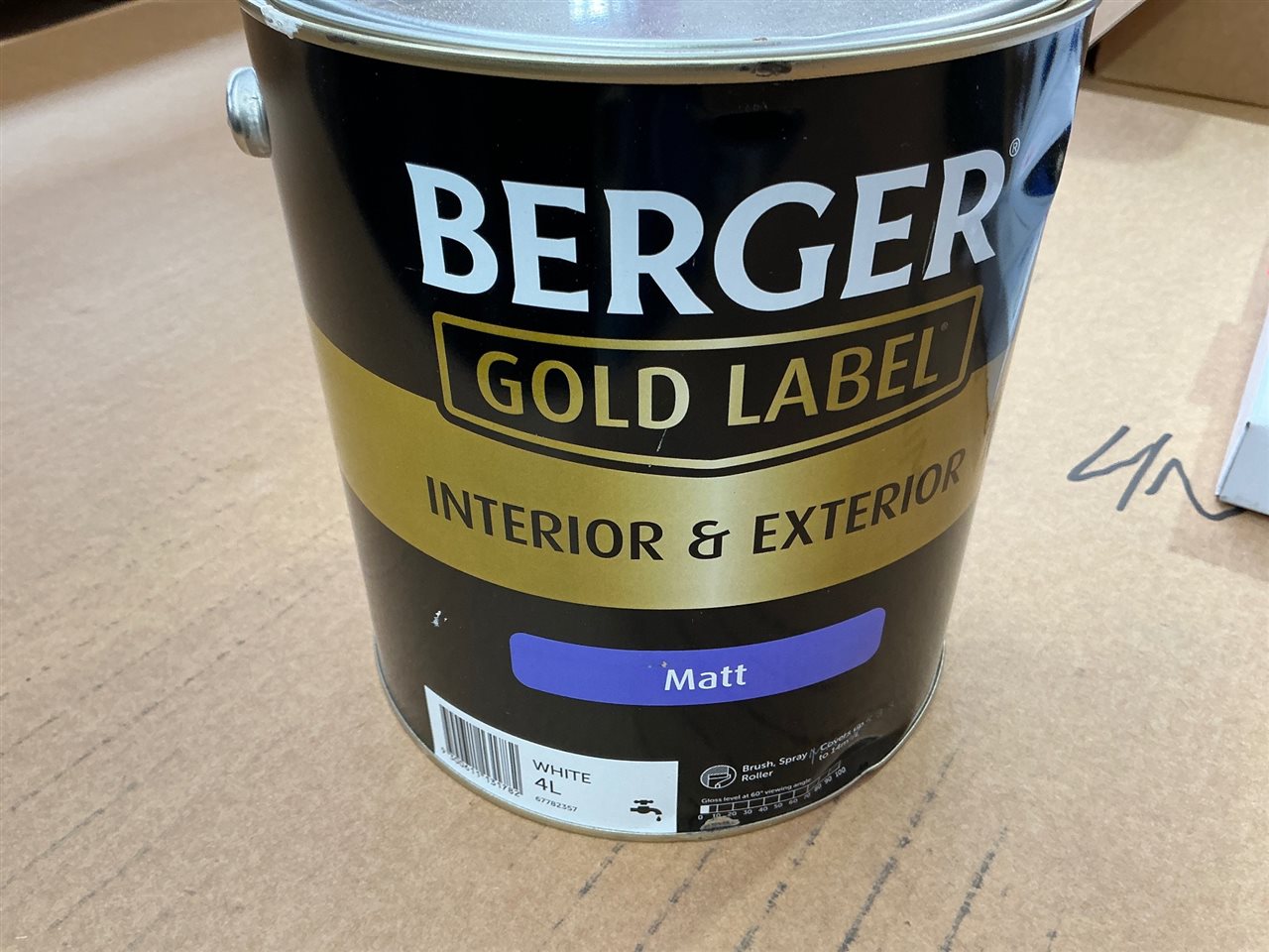 Berger Interior and Exterior Matt White - Water Based   - 4 Litre