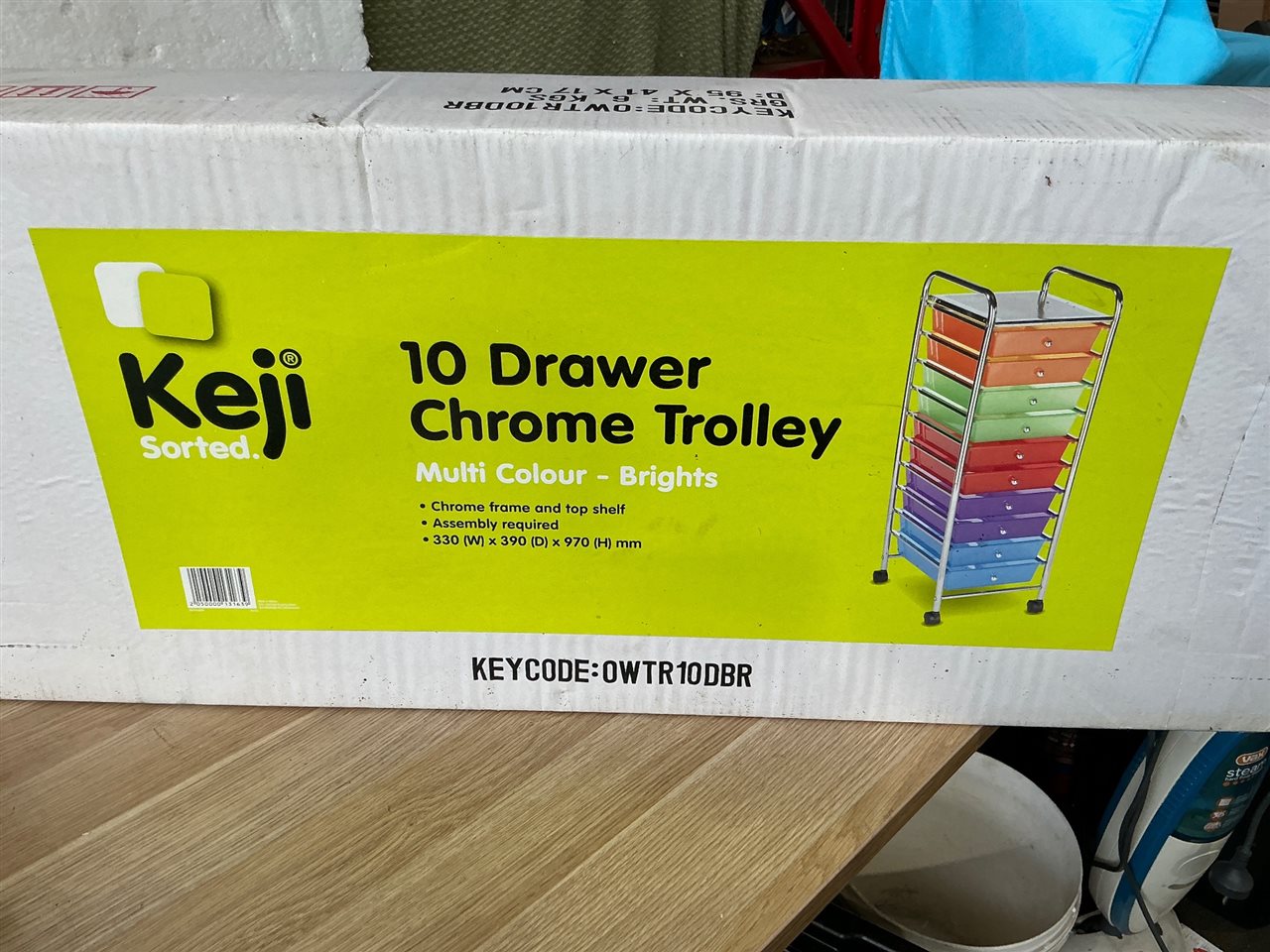 Keji 10 Drawer Chrome Trolley- Assembly Required- 330 x 390 x 970 mm H