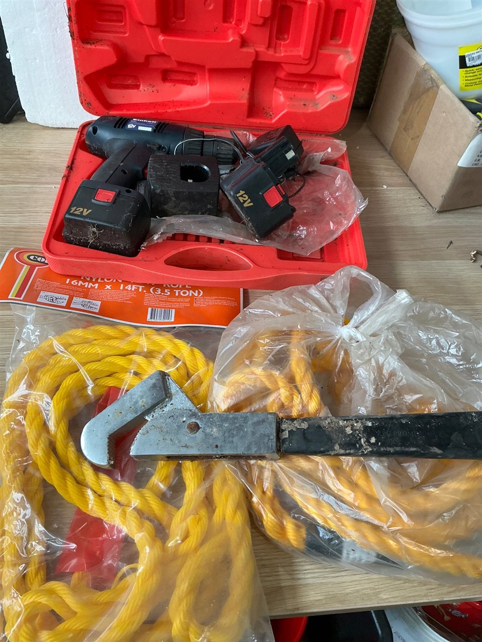 Two Ropes, Wrench & 12 V Drill