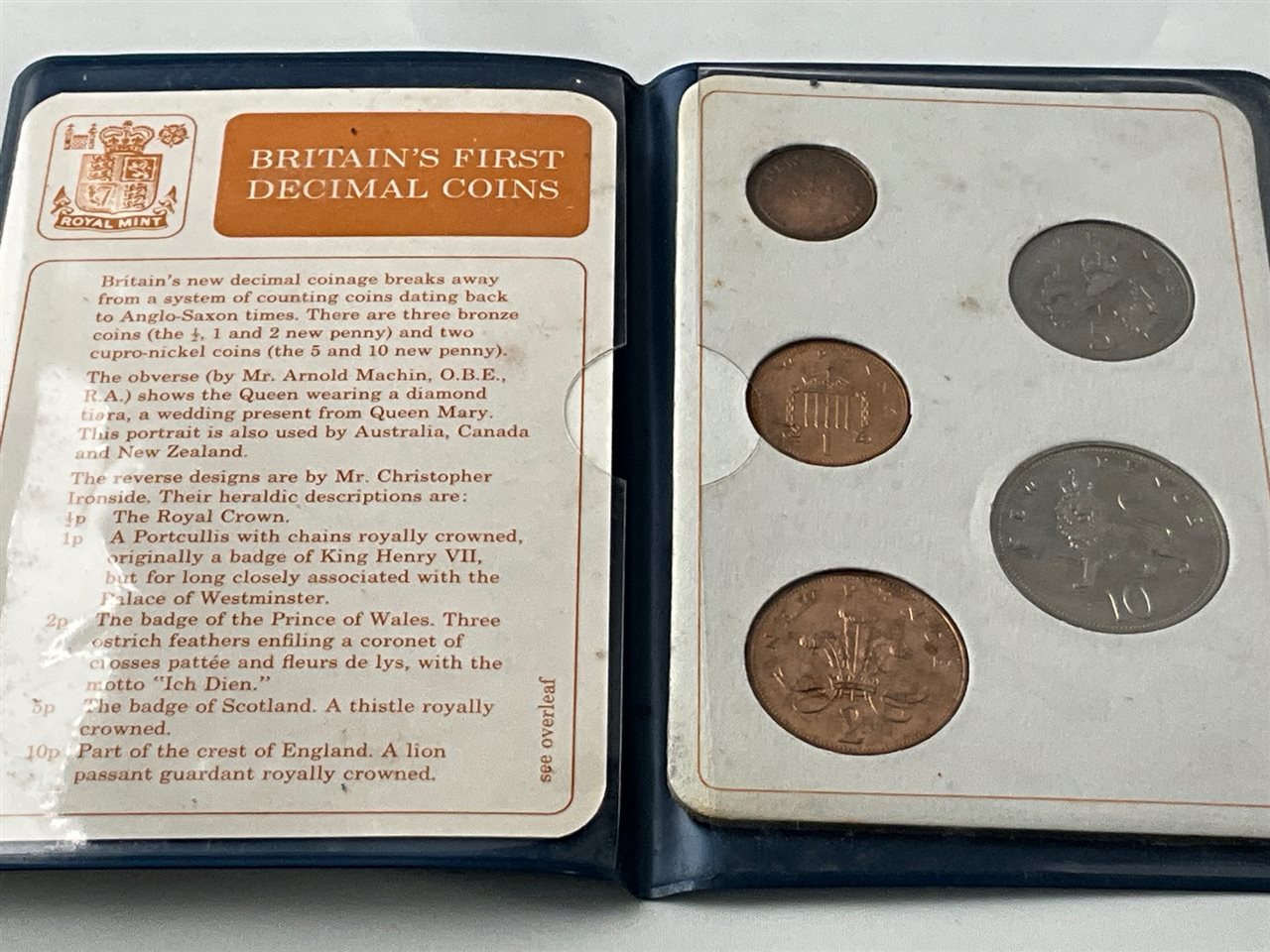 Britains First Decimal Coin Collection, 1/2p, 1p, 2p, 5p, 10p