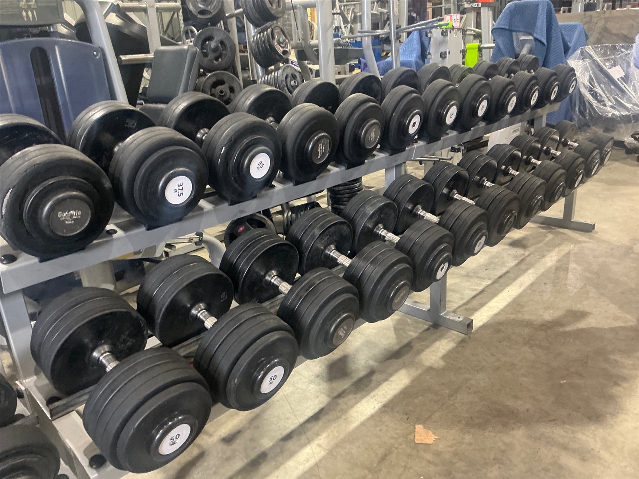 Dumbbell Set with Two Tier Steel Rack, Range 17.5kgs to 50kgs, 24 Dumbells