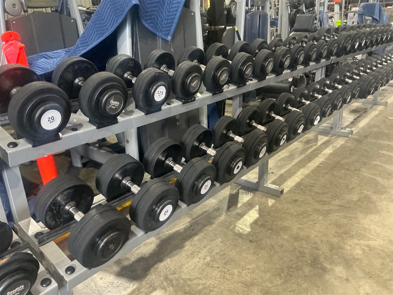 Dumbbell Set Two-Tier Steel Rack, Range 17.5KG - 25KGs, 24 Dumbbells