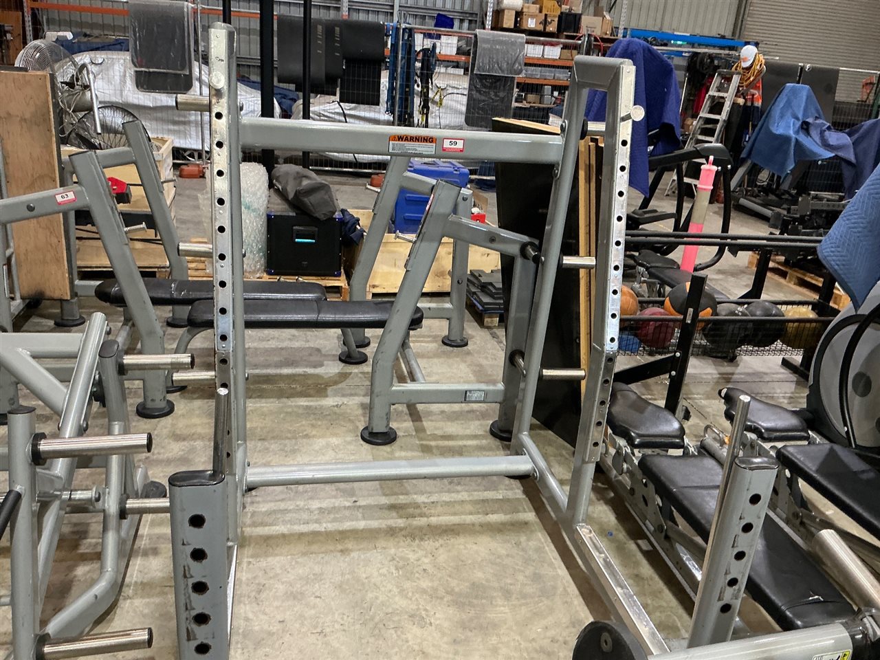 Olympic Squat Rack with Adjustable J-Hooks and Plate Storage