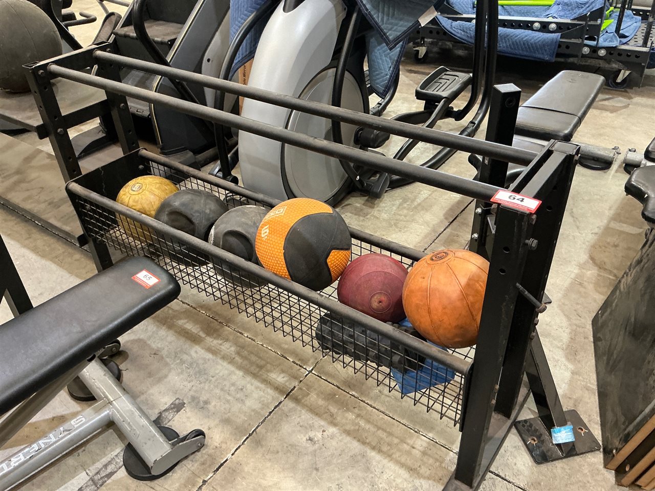 Quantity of Medicine Balls with Two-Tier Wire Storage Rack