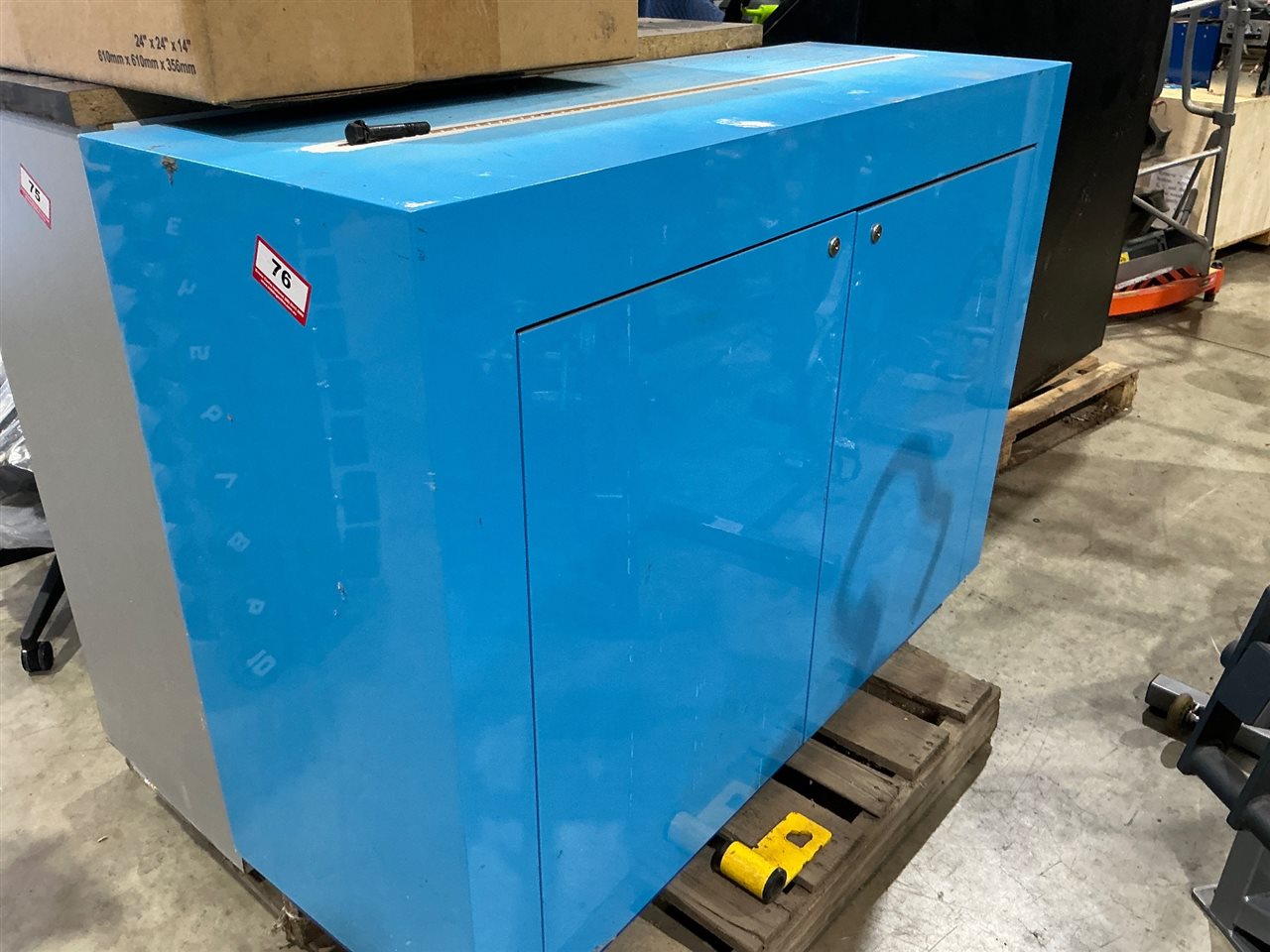 Blue Two-Door Storage Cabinet Approx 1400 x 500 970  No Key