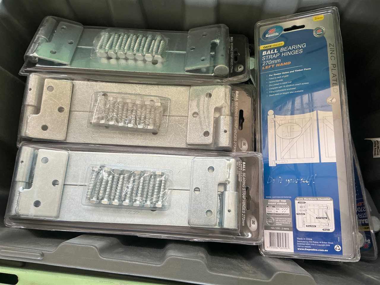 Galv. Gate Strap Hinges-Ball Bearing -   Right Hand Quantity of 20 @ 270 mm