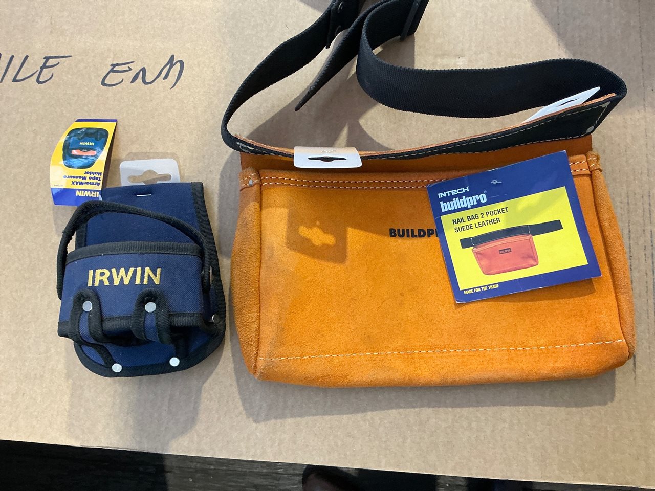 Build Pro Suede Leather Nail Bag and Tape Measure Holder