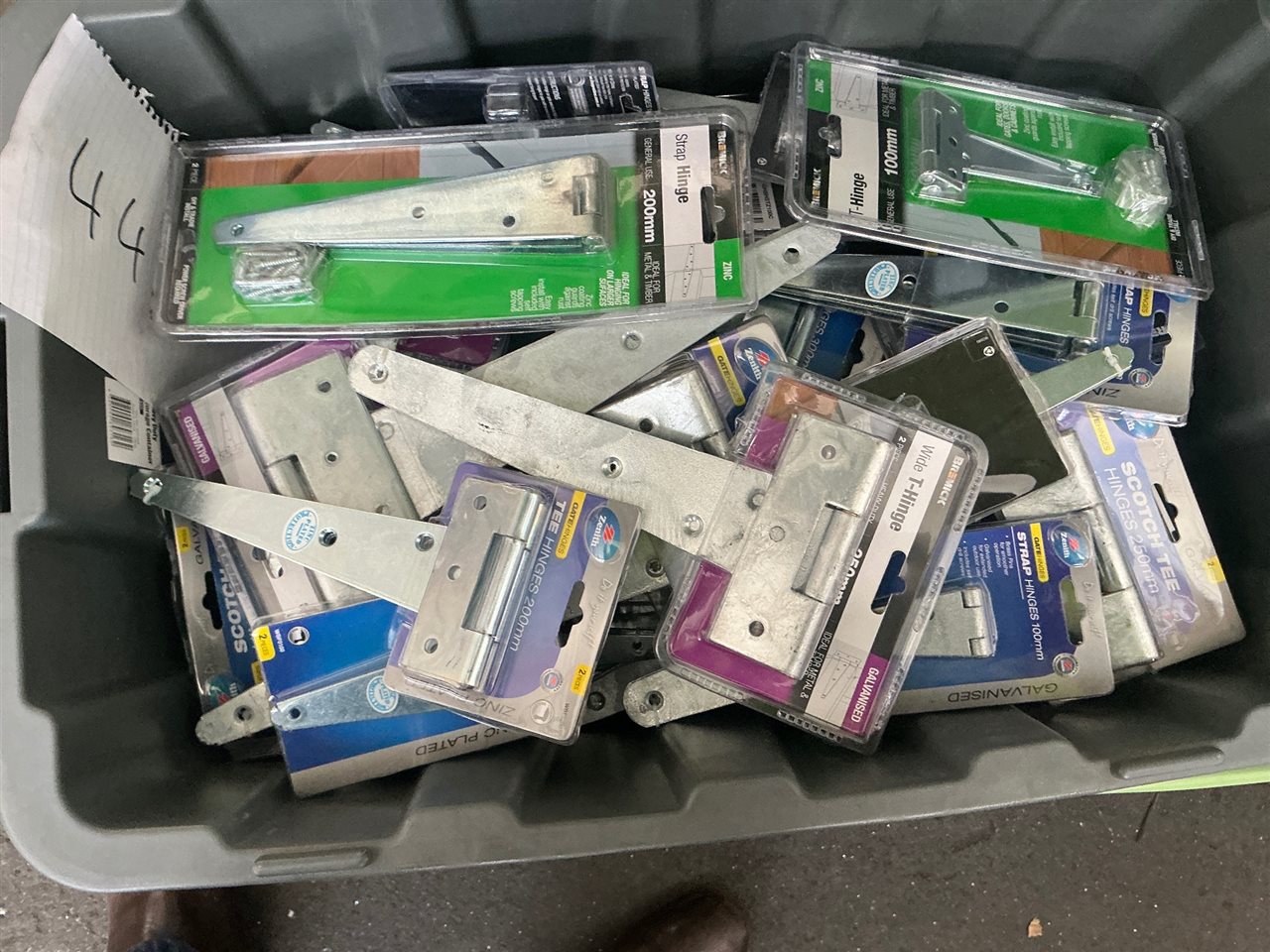 Crate of T Hinges and Strap Hinges Asstd Sizes - Approx  Quantity of 44
