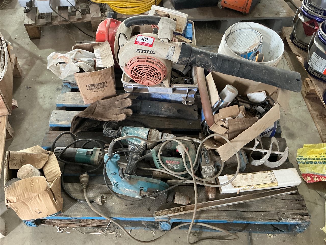 Pallet Lot of Power Tools Includes STIHL Blower Not Tested ( Collect From Penfield Gardens