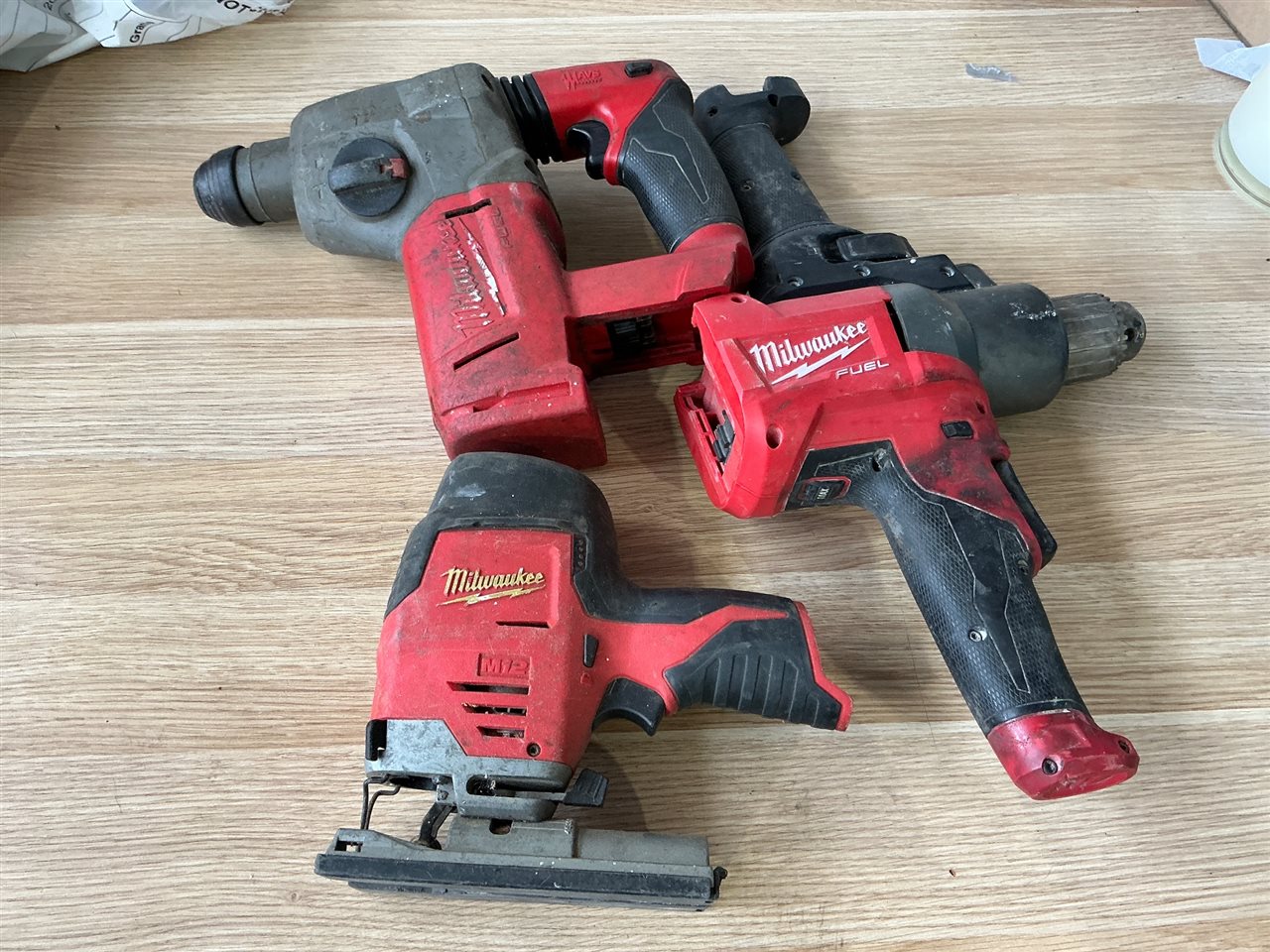Milwaukee Cordless Hammer  Drills x   2 and 12 Volt Jigsaw - No Batteries