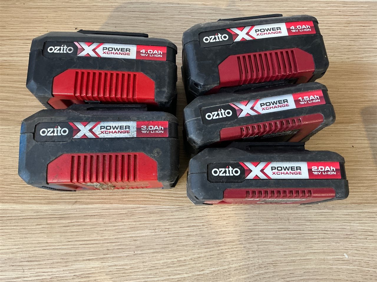 Ozito Batteries - Quantity of 5 -(1.5 ,2.0 ,3.0and 4 .0 Ah )