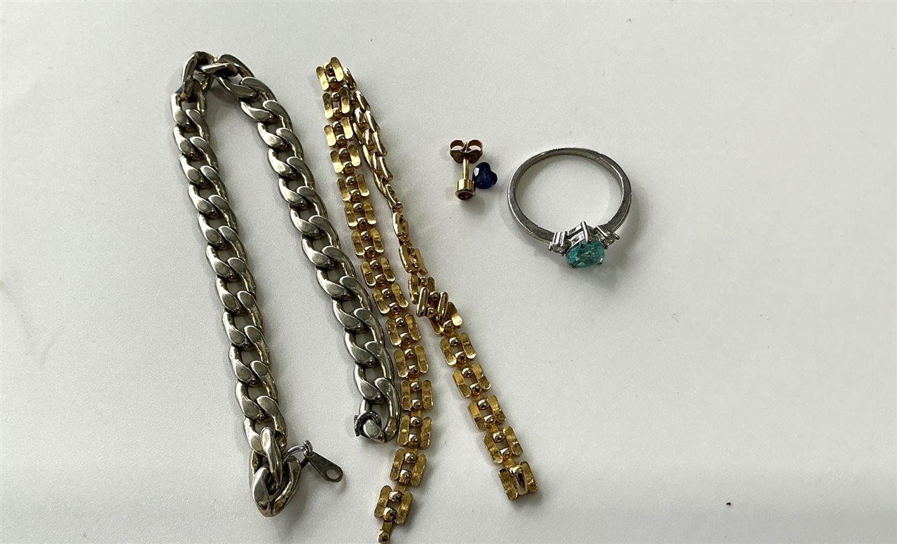 Costume Jewellery - Ring, Loose Earring Ring & Bracelets (Both Broken)