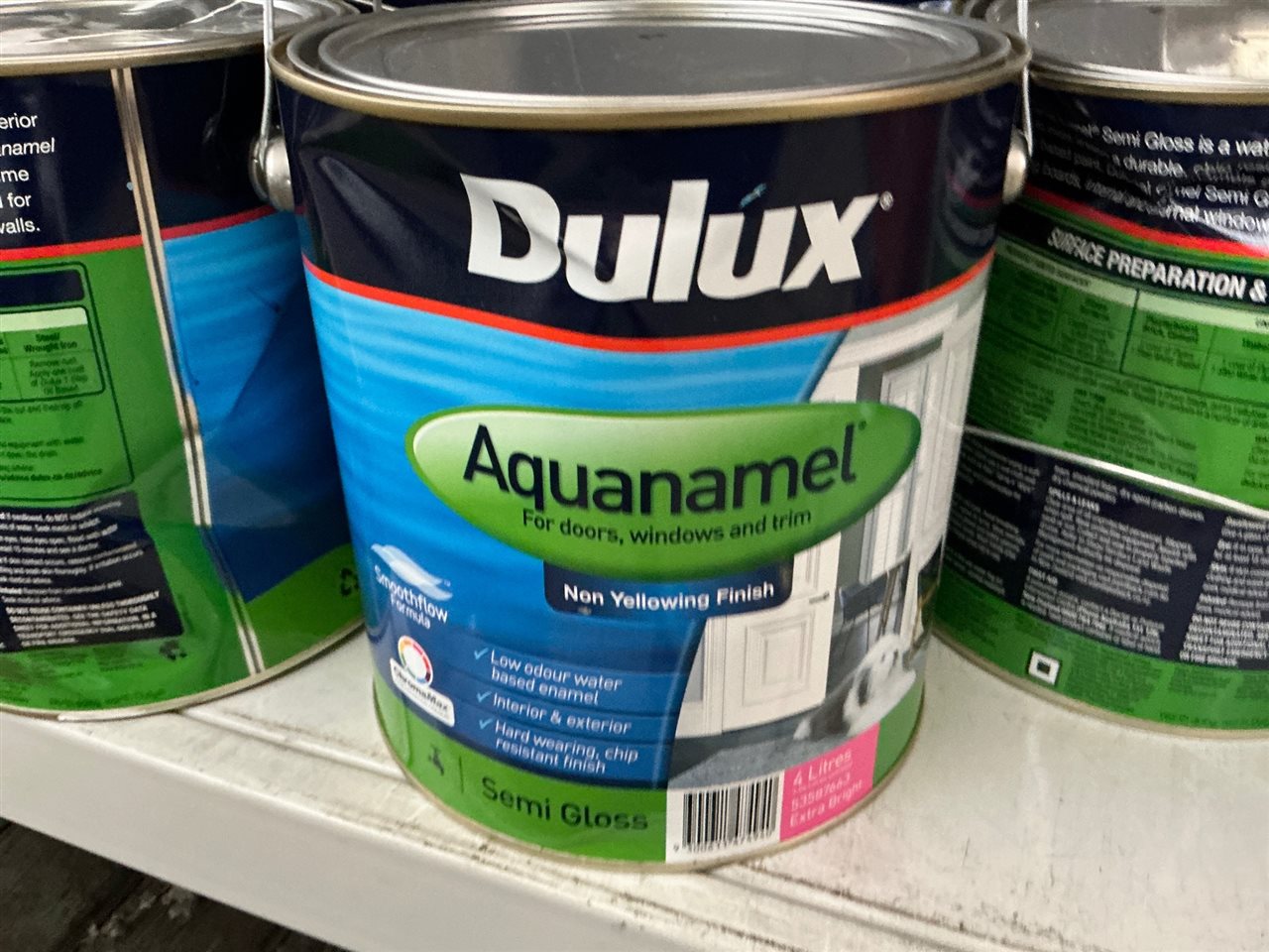 Dulux Aquanamel Semi Gloss - Extra Bright Base -4 Litre