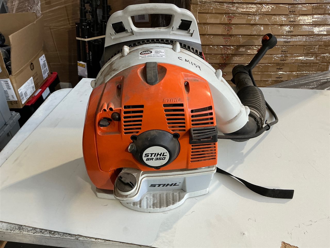 STIHL Backpack Blower Model BR 350 -Not Tested Sold As Is- Missing Nozzle Thumbnail